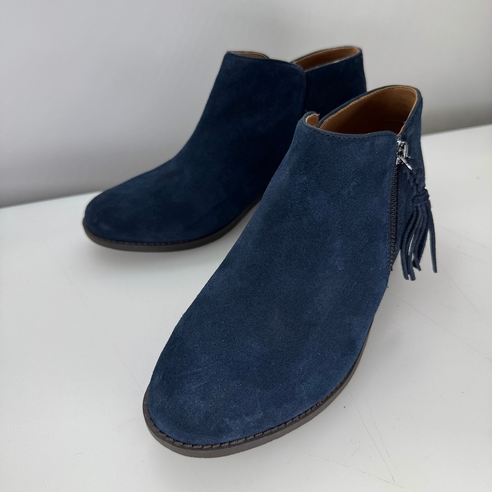 Vionic Shyanne Suede Tassel Side Zip Orthotic Ankle Bootie Women 7.5 Navy Blue - Picture 3 of 10